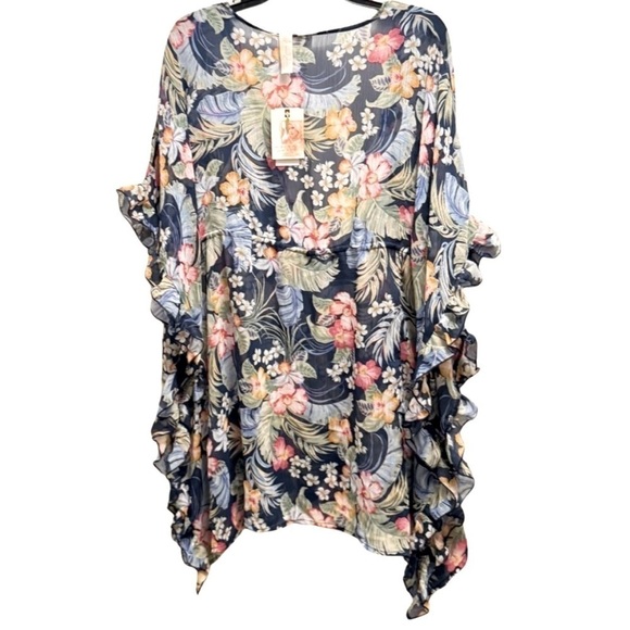 Jessica Simpson Women's Stranded in Paradise  Ruffled Cover-up Dress Swimsuit - Picture 4 of 10